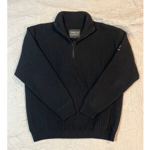 ProQuip Lambswool Lined 1/4 Zip Sweater Jacket Large Golf Windproof Wide Ribbed